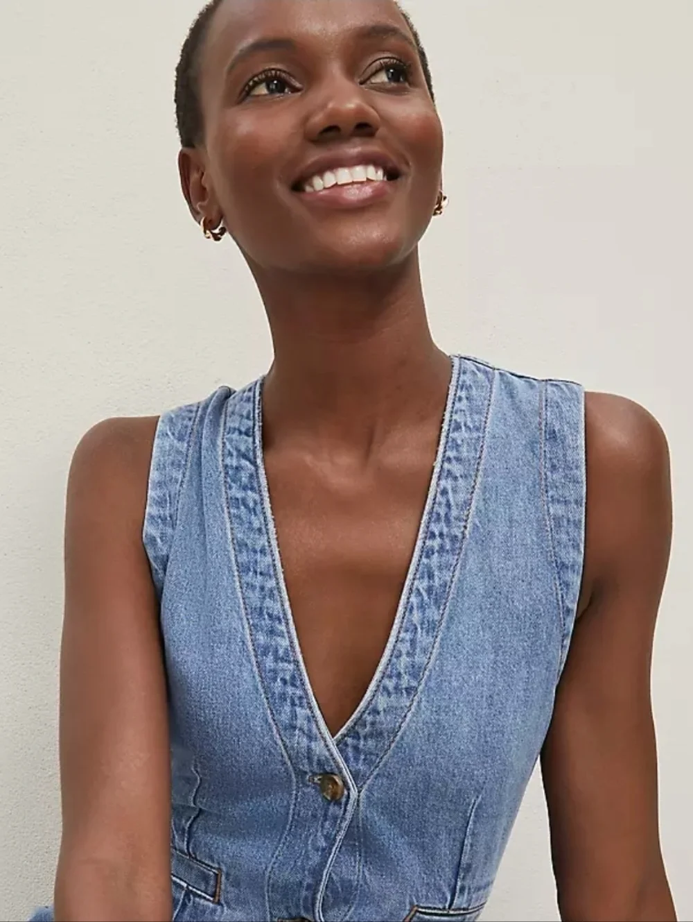Ann Taylor Long Blue Denim Sleeveless ⁸Jumper Dress 16 - Picture 2 of 9